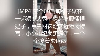 [MP4]三个00后萌妹子聚在一起诱惑大秀，撩起衣服揉捏奶子，黑白网袜掰穴近距离特写，小小年纪就黑逼了，一个个换着来诱惑